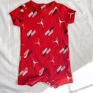 Air Jordan Red Short Sleeve Short Logo Romper Size 3 Months